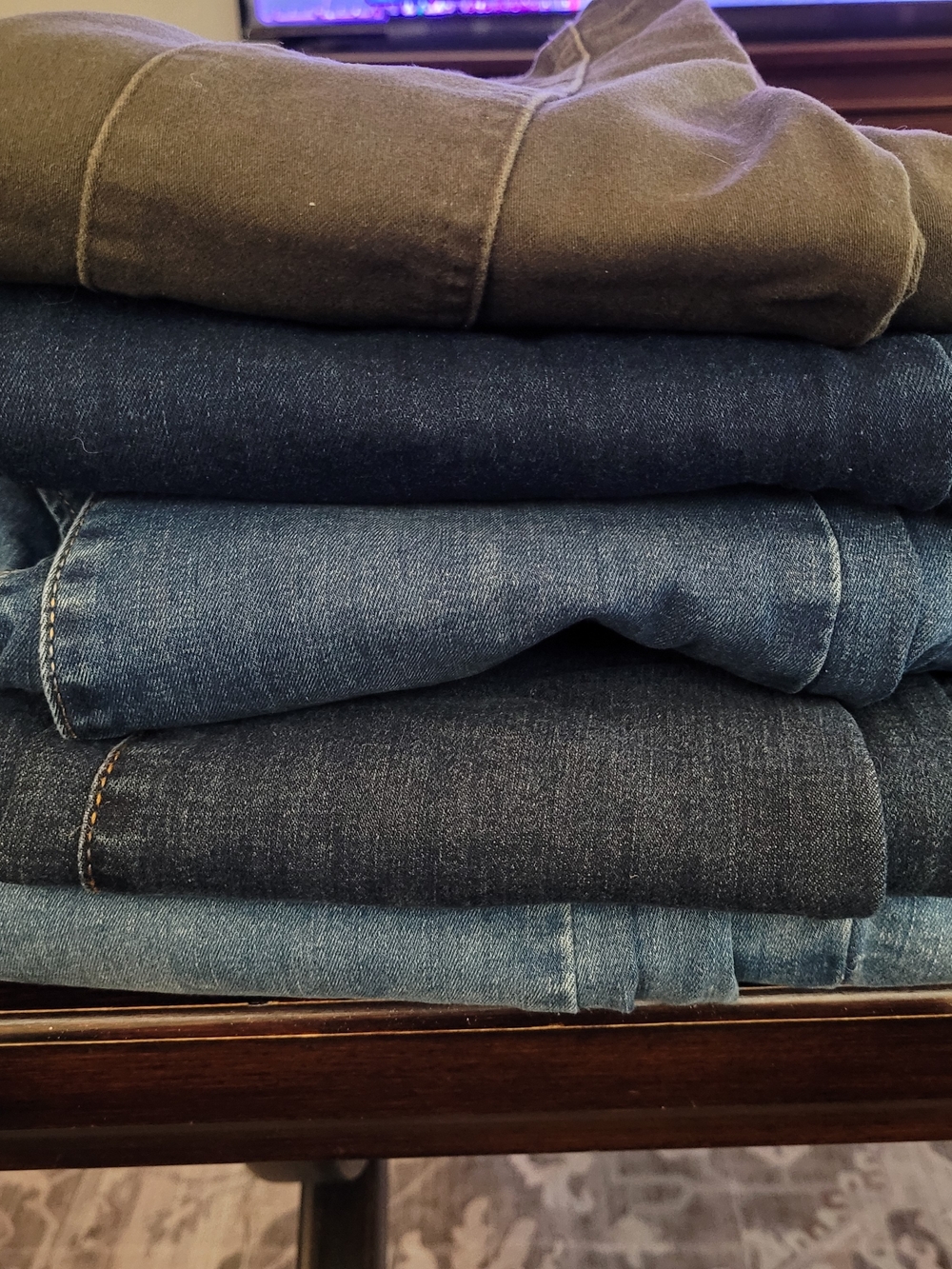 Women's Blue Denim Jeans - Classic Dark, Medium Wash, And Olive Green